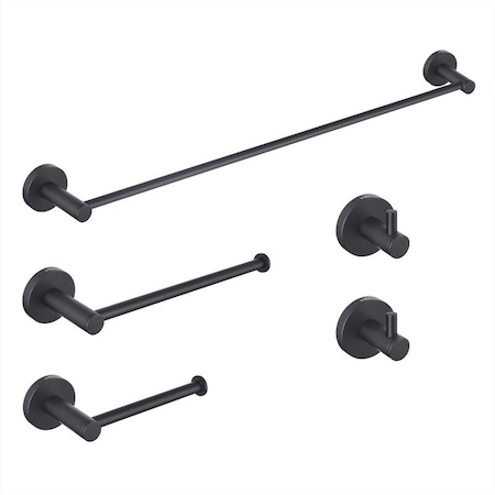 Kibi Circular 5 Piece Bathroom Hardware Set C-KBA14-5MB